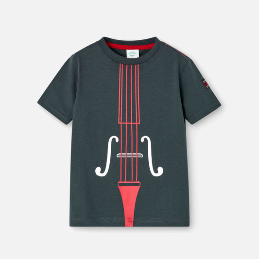 T-shirt algodão básica para menino antracito - Boboli