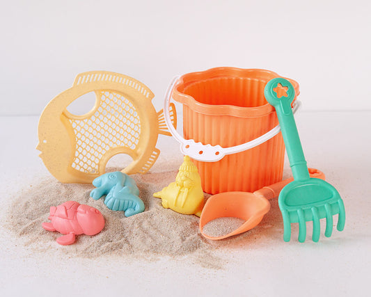Conjunto de balde de praia coral 7 peças - Kiokids