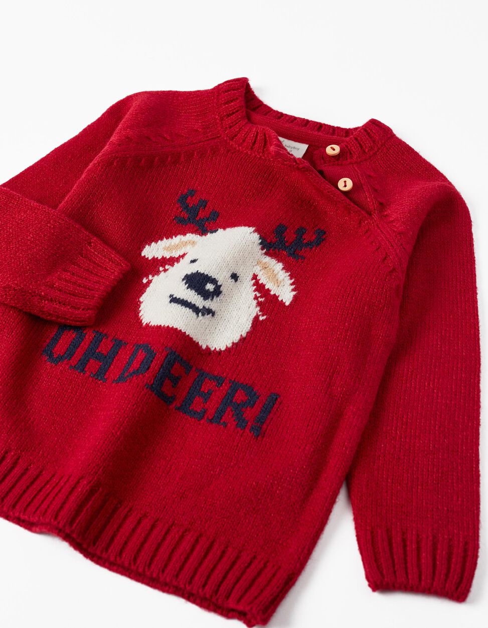 Knit sweater for baby 'reindeer - Christmas', red - Zippy