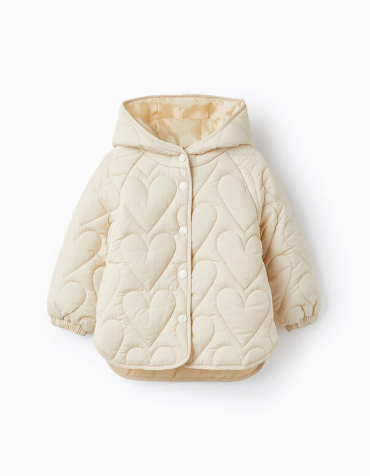 Baby Girl Quilted Jacket - "Hearts" - Zippy