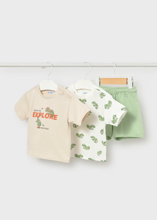 Conjunto algodão 3 peças print - Matcha - Mayoral