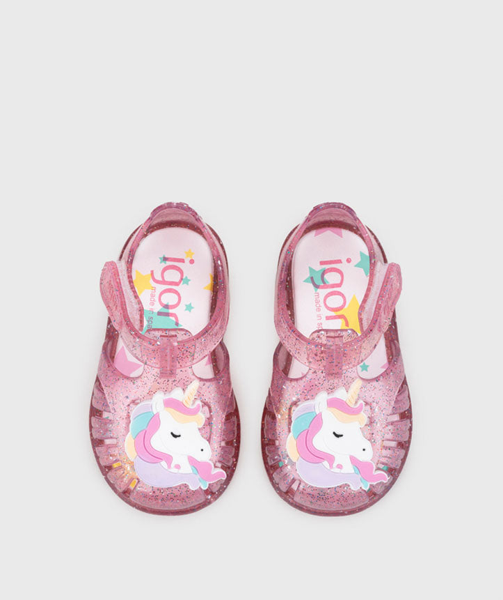Sandálias Tobby Gloss Glitter Rosa Unicórnio - Igor