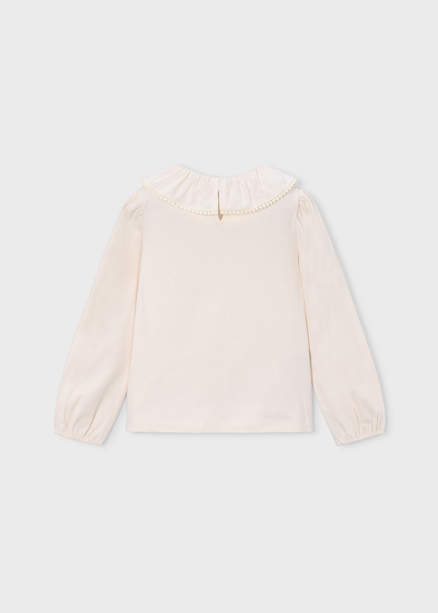 Blusa gola folhos para menina Mayoral em Soja - detalhe