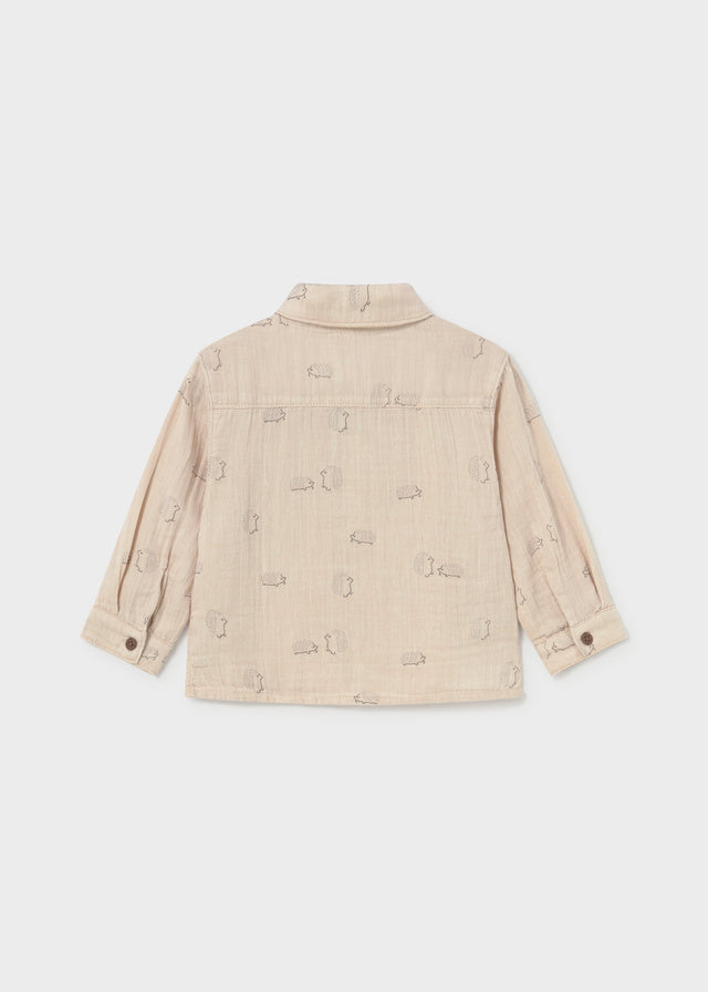 Camisa de manga comprida em bambula para bebé menino Mayoral em Dark Tofu - imagem 2