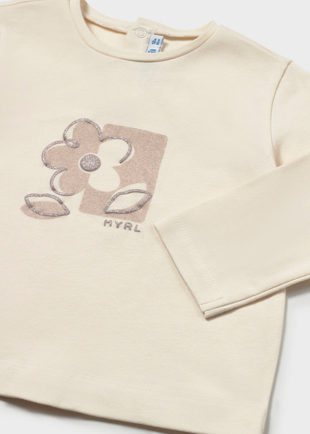Camisola básica de manga comprida para bebé menina Mayoral em Soja - imagem 3
