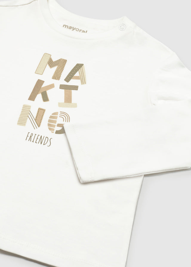 Camisola básica de manga comprida para bebé menino Mayoral em Nata - imagem 3