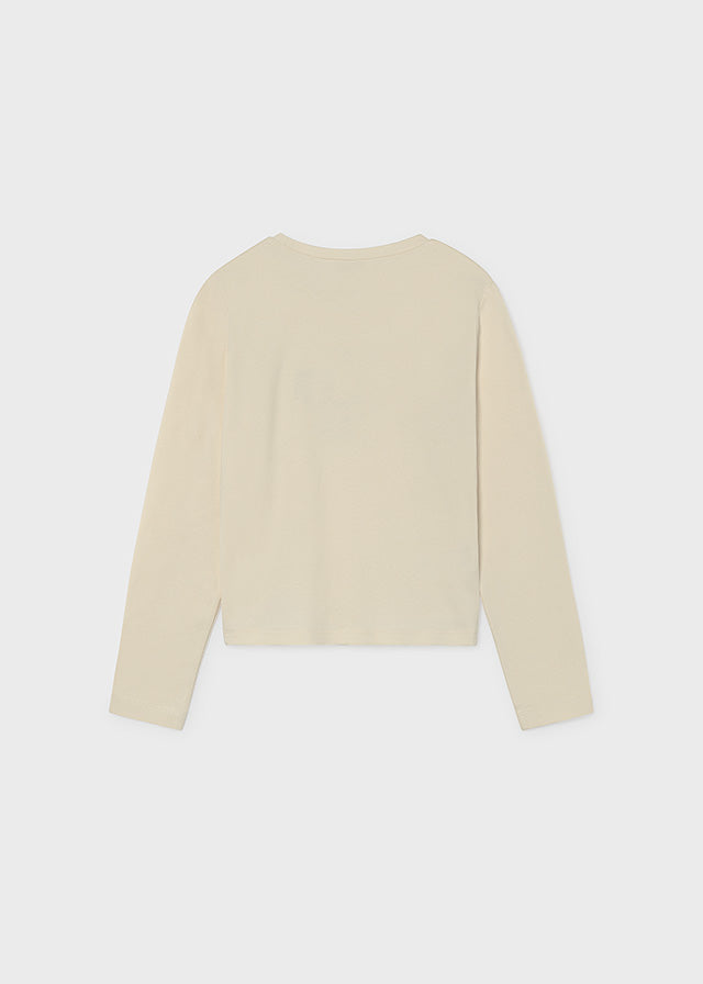Camisola básica de manga comprida para menina Mayoral em Creme-col - imagem 2