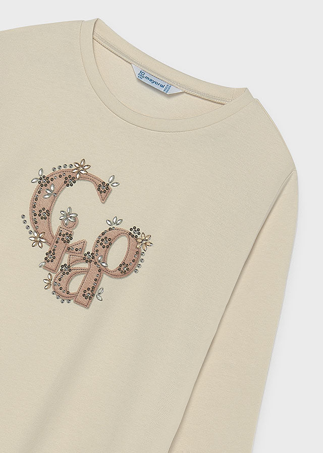 Camisola básica de manga comprida para menina Mayoral em Creme-col - imagem 3