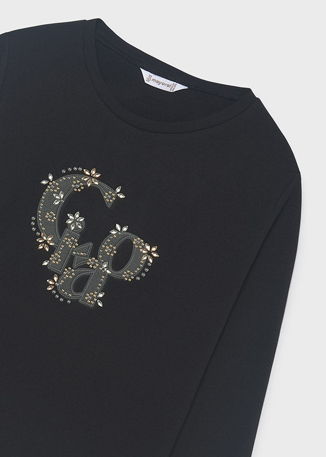 Camisola básica de manga comprida para menina Mayoral em Preto - imagem 3
