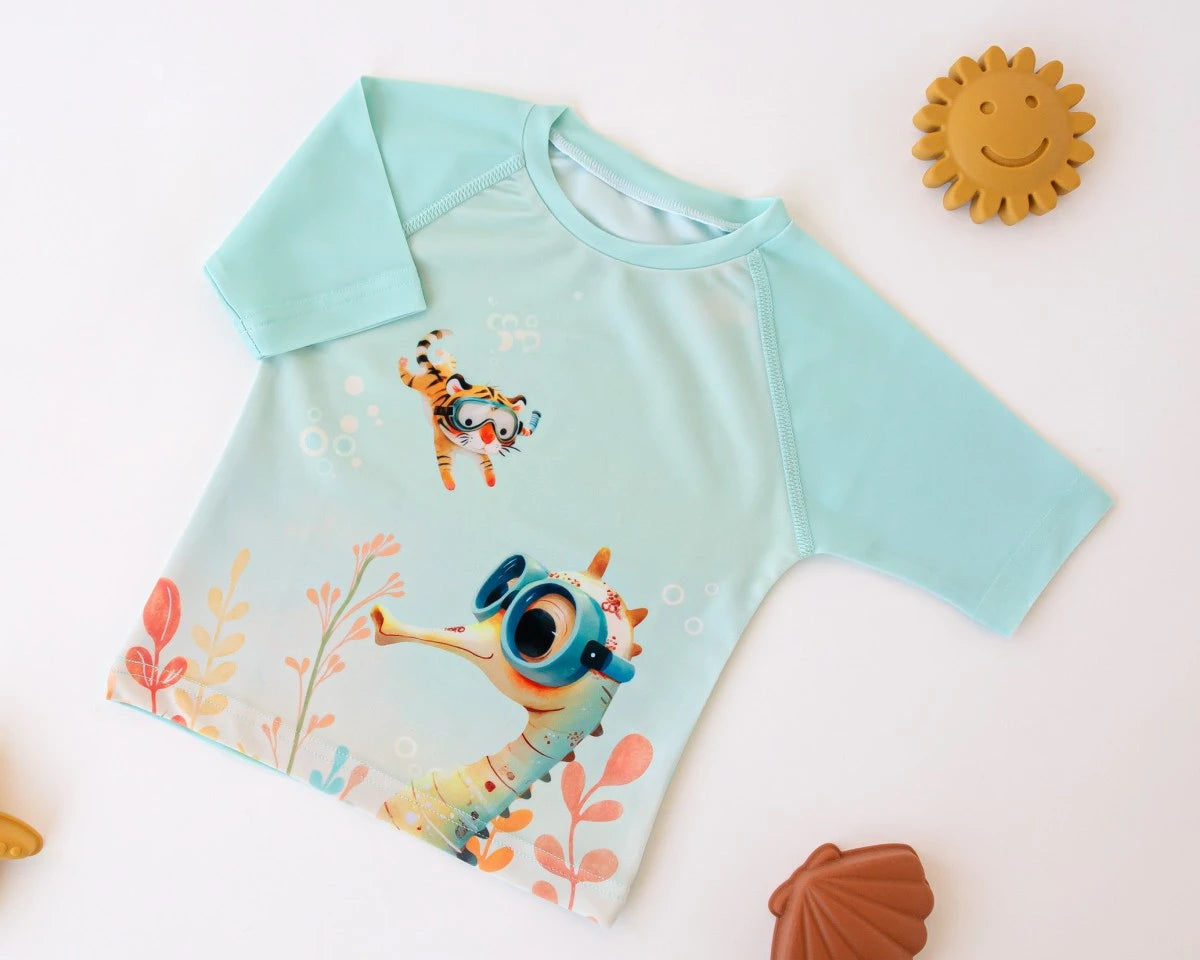 Camisola de Banho para bebé proteção UPF 50+ - Kiokids Menta