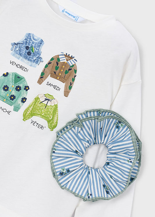 Camisola de manga comprida estampada para menina Mayoral em Cru - detalhe