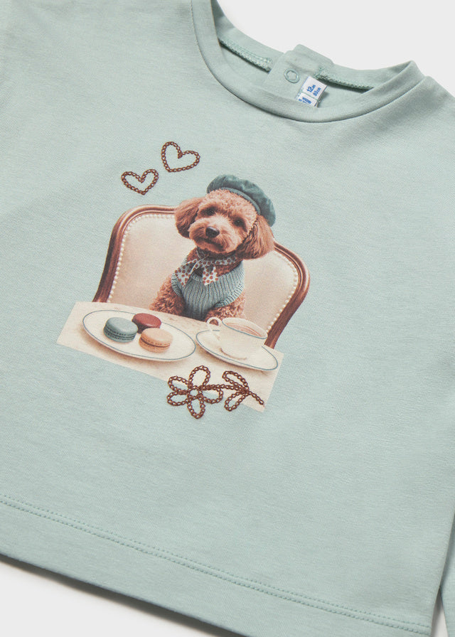 Camisola com estampado de cão para bebé menina Mayoral em Anis - imagem 3