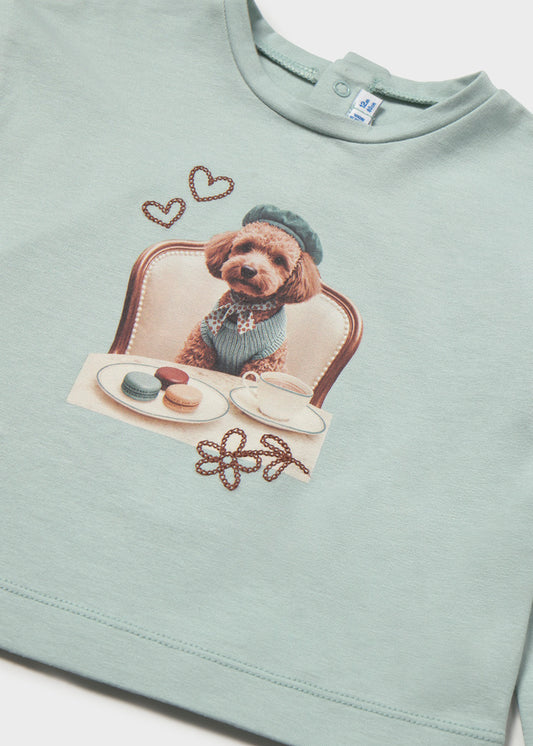 Camisola com estampado de cão para bebé menina Mayoral em Anis - imagem 3