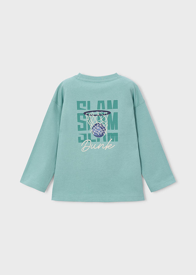 Camisola de manga comprida com basquetebol para menino Mayoral em Aquário - estampado nas costas