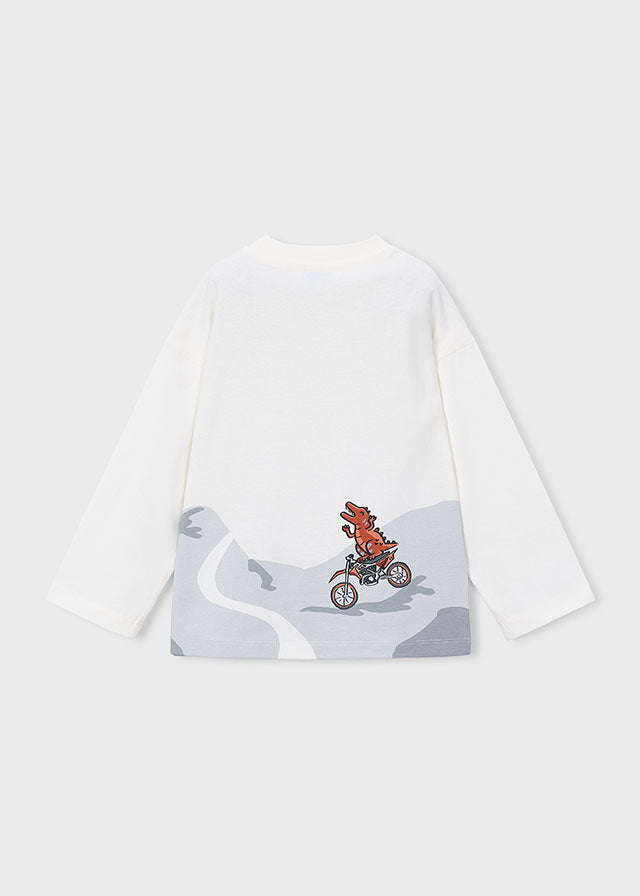 Camisola de manga comprida com dinossauros e motos para menino Mayoral em Nata - costas