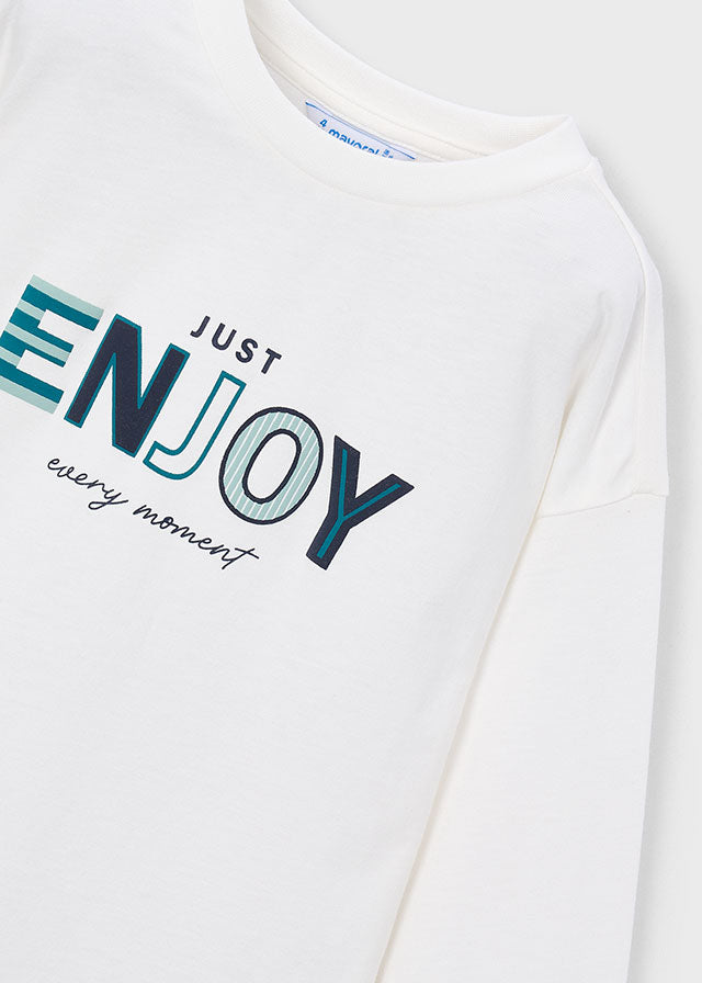 Camisola de manga comprida Just Enjoy para menino Mayoral em Nata - detalhe