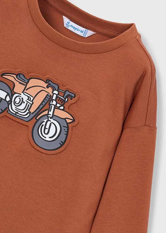 Camisola de manga comprida com mota para menino Mayoral em Telha - detalhe