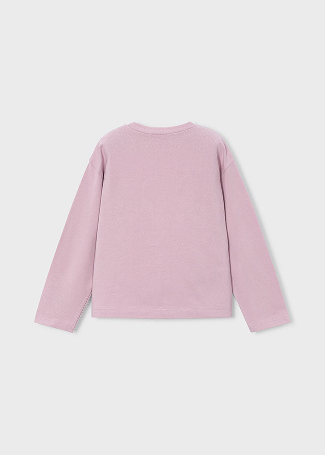 Camisola de manga comprida com ursinho para menina Mayoral em Rosa Malva - costas