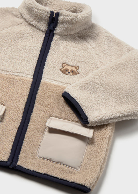 Casaco de pelo teddy para bebé menino Mayoral em Dark Topo - detalhe
