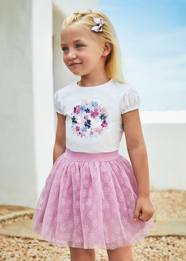 Girl's 2-piece tulle skirt set Pink mauve