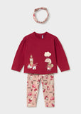 Conjunto de camisola, leggings e bandolete para bebé menina Mayoral em Rooibos