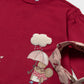 Conjunto de camisola, leggings e bandolete para bebé menina Mayoral em Rooibos - detalhe
