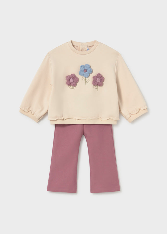 Conjunto de sweatshirt e leggings para bebé menina Mayoral em Violeta