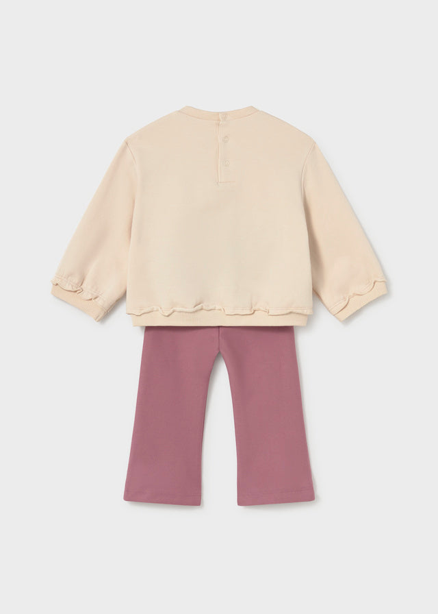 Conjunto de sweatshirt e leggings para bebé menina Mayoral em Violeta - costas