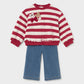 Conjunto de sweatshirt às riscas e leggings para bebé menina Mayoral em Rooibos