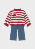 Conjunto de sweatshirt às riscas e leggings para bebé menina Mayoral em Rooibos