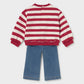 Conjunto de sweatshirt às riscas e leggings para bebé menina Mayoral em Rooibos - costas