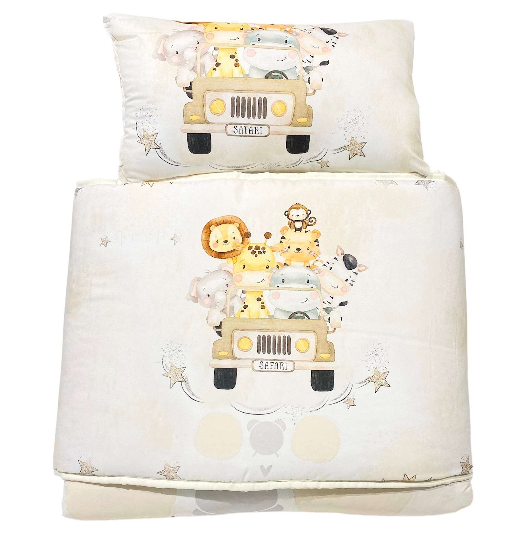 Conjunto de Edredão estampado animais para cama de grades