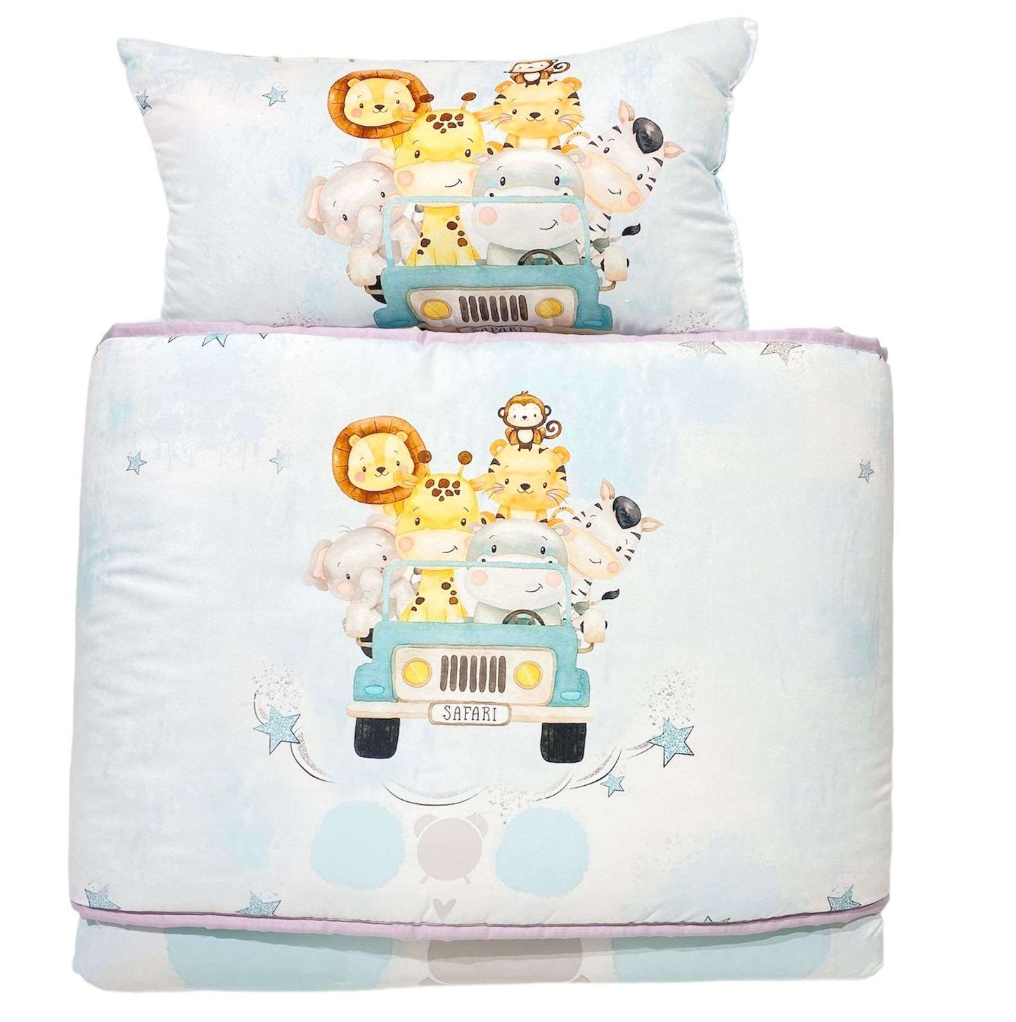 Conjunto de Edredão estampado animais para cama de grades