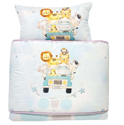 Conjunto de Edredão estampado animais para cama de grades