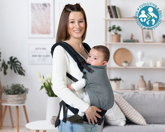 Porta-bébés ergonómico evolutivo preto - Kiokids