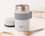 Termos para alimentos de aço inoxidável 500ml com colher cinza - Kiokids