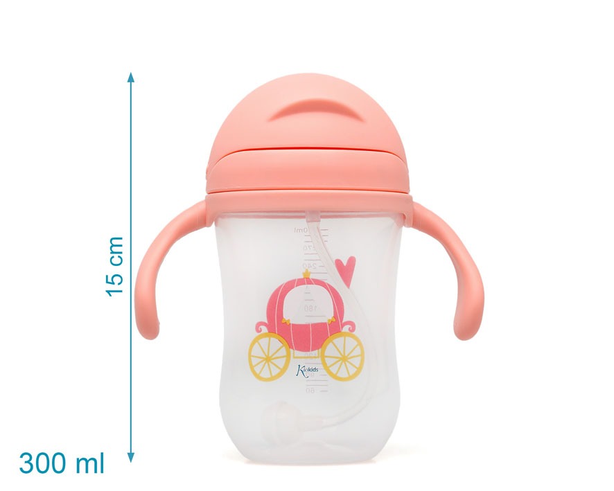 Copo aprendizagem step 3 300ml com pegas rosa - Kiokids