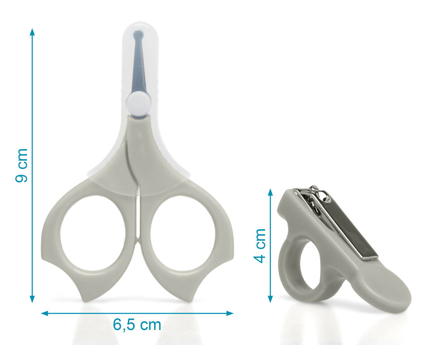 Conjunto de manicure com tesoura para bebés cinza - Kiokids