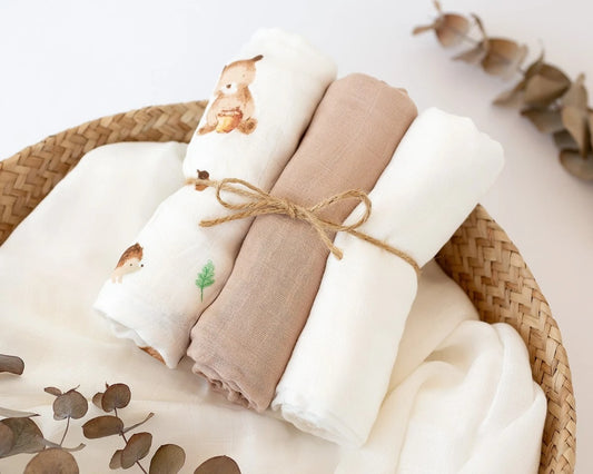 Conjunto 3 musselinas estampado 70x70cm - Kiokids