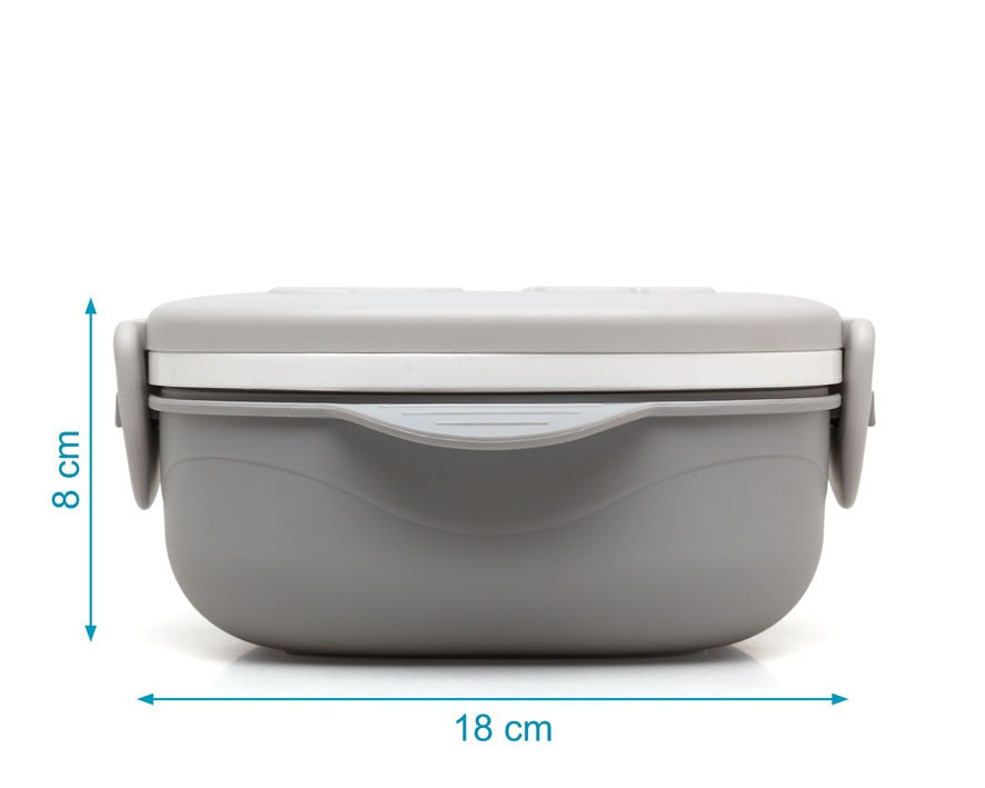 Caixa refeição quadrada em aço inoxidável cinza - Kiokids