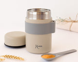 Termos para alimentos de aço inoxidável 500ml com colher bege - Kiokids