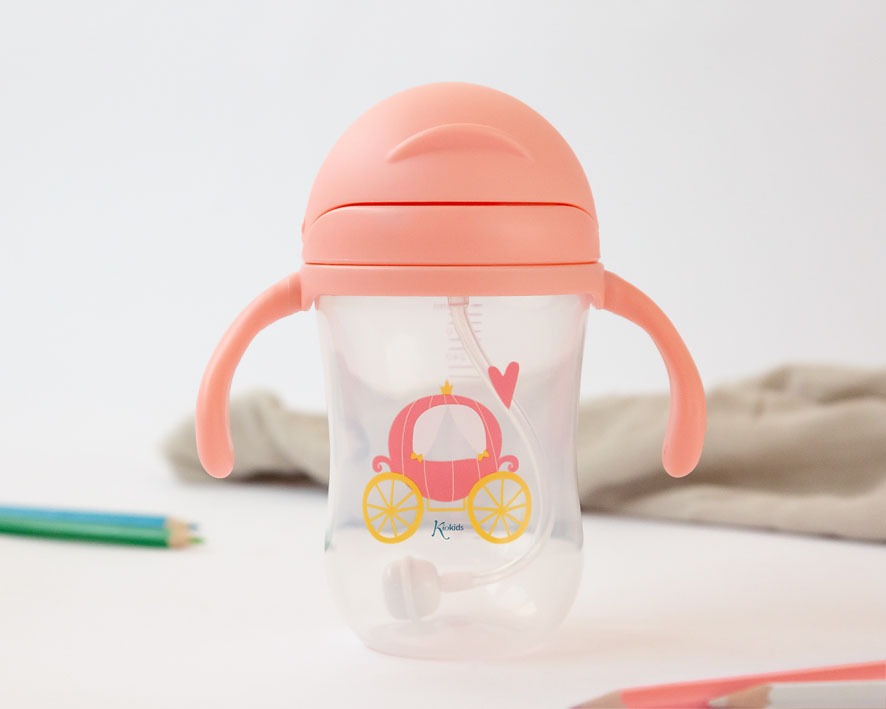 Copo aprendizagem step 3 300ml com pegas rosa - Kiokids