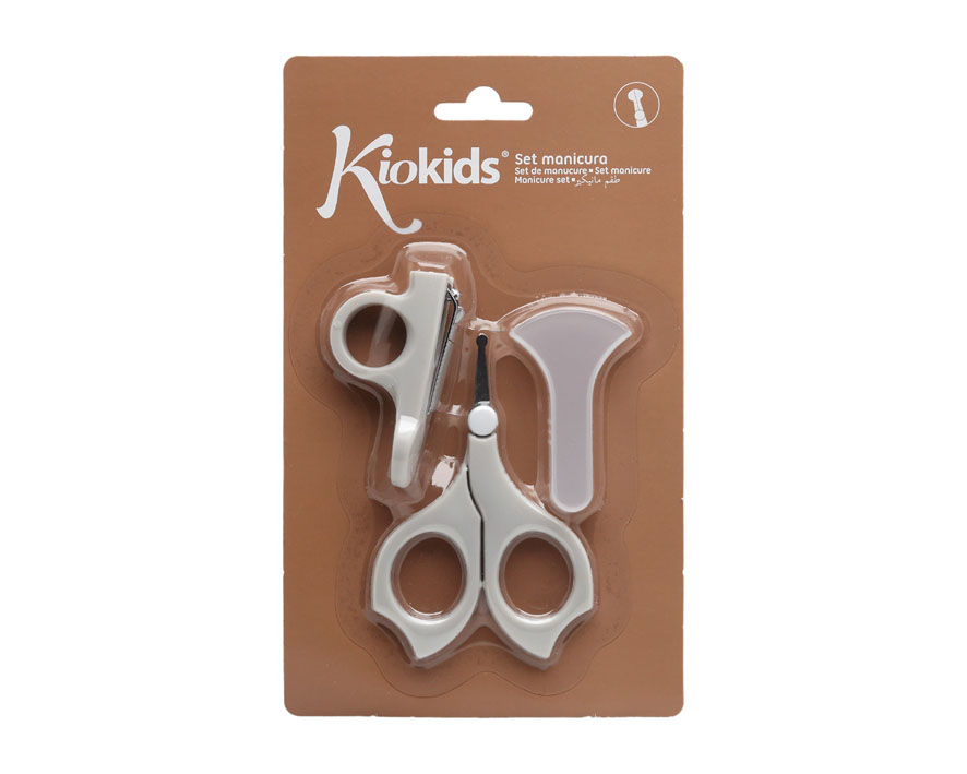 Conjunto de manicure com tesoura para bebés cinza - Kiokids