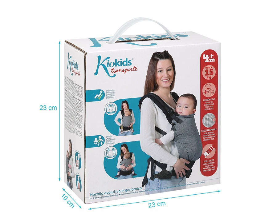 Porta-bébés ergonómico evolutivo preto - Kiokids
