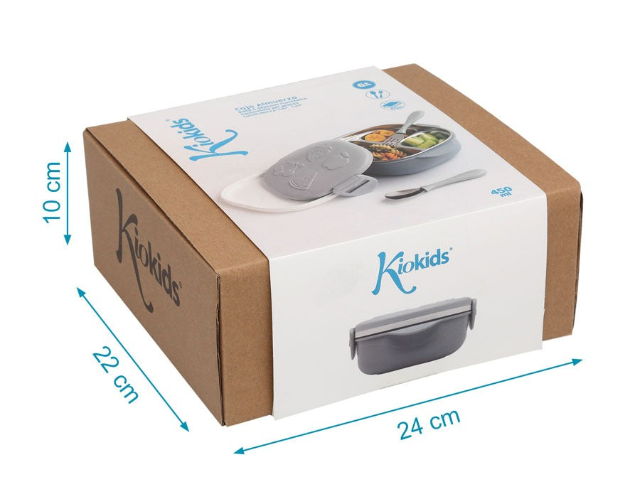 Caixa refeição quadrada em aço inoxidável cinza - Kiokids
