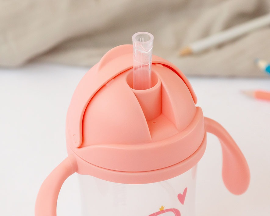 Copo aprendizagem step 3 300ml com pegas rosa - Kiokids