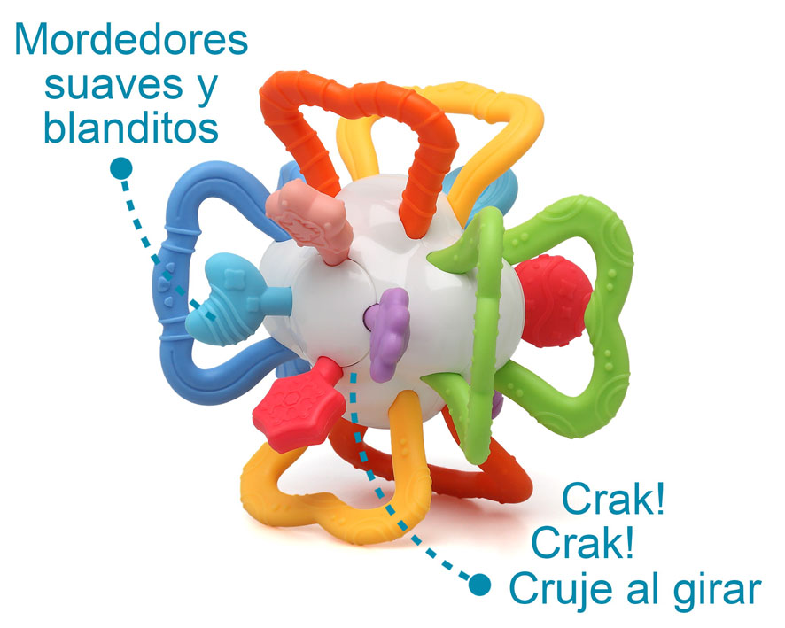 Mordedor sensorial em forma de bola para bebés - Kiokids