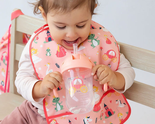 Copo aprendizagem step 3 300ml com pegas rosa - Kiokids