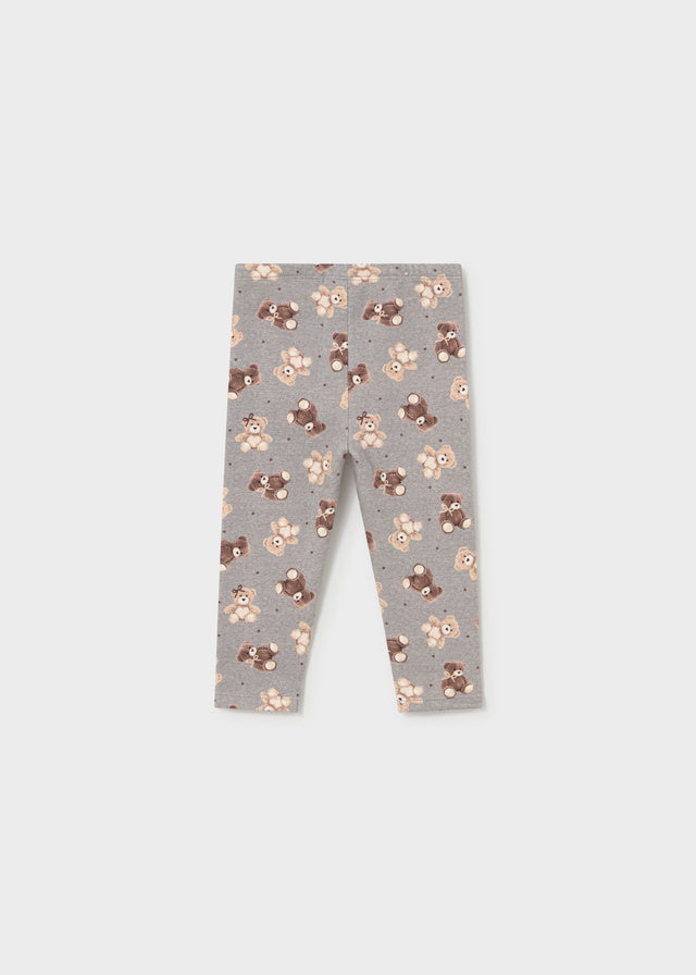 Leggings de felpa com ursinhos para bebé menina Mayoral em Cinzento Vigoré - costas