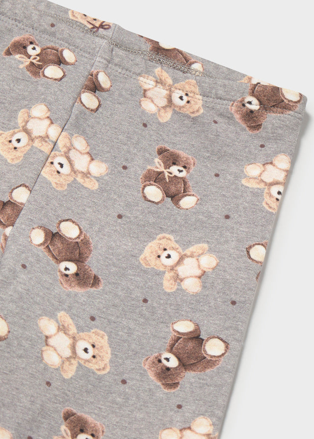 Leggings de felpa com ursinhos para bebé menina Mayoral em Cinzento Vigoré - detalhe